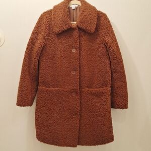 Pure Navy Faux Fur Teddy Coat Size M Brown.
